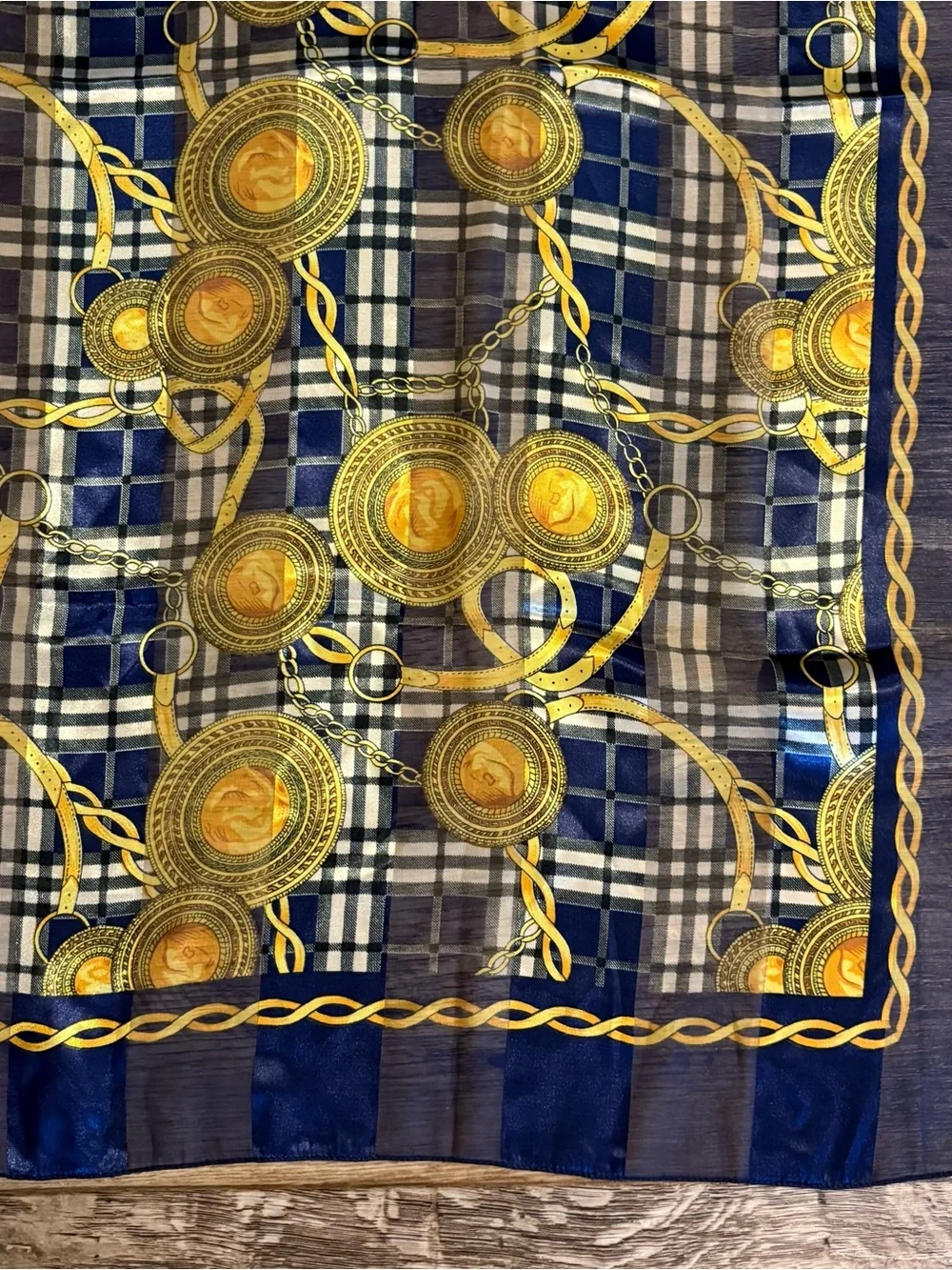 Luxury Blue & Gold Square Scarf/Wrap 39x39